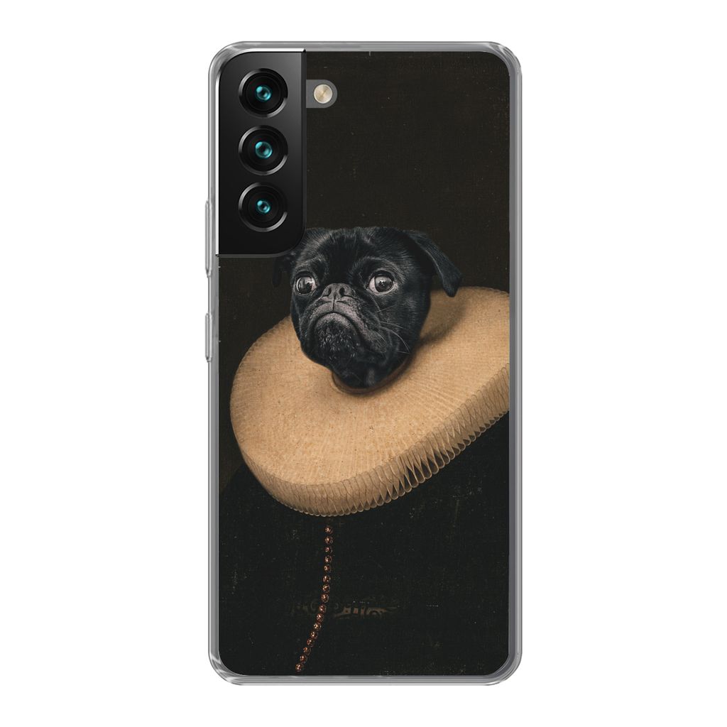 MuchoWow Handyhülle Schutzhülle Hülle für Samsung Galaxy S22 Hund - Halsband - Kunst Silikon Softcase Handy Hülle - Mobiltelefonhülle