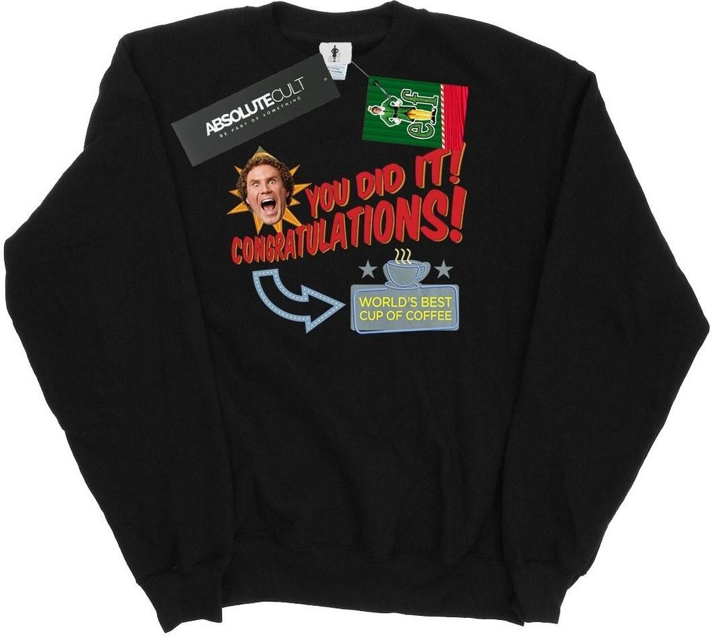 Elf - "World's Best Coffee" Sweatshirt für Herren BI22312 (3XL) (Schwarz)