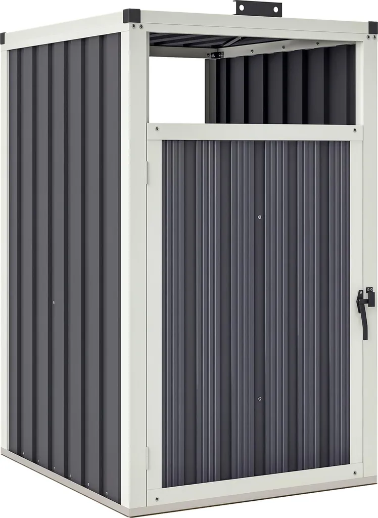 Rangement Poubelle Extérieur Gris en Acier pour Conteneur de 240 Litres