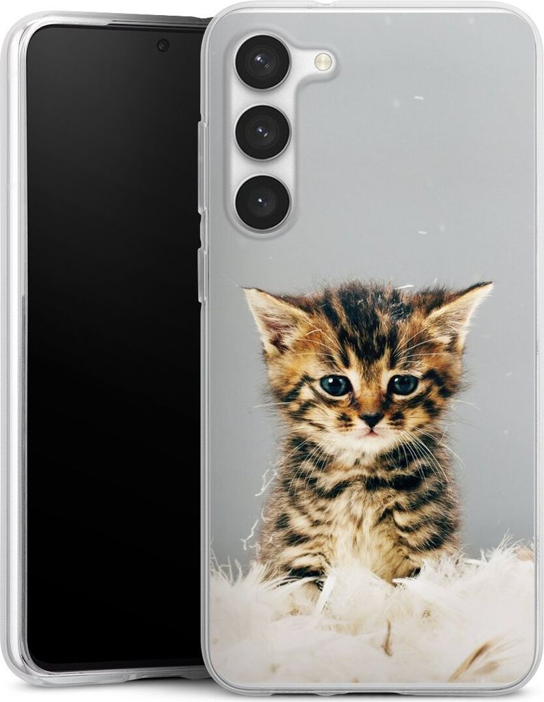 DeinDesign Handyhülle für Samsung Galaxy S23+ Silikon Hülle Case Smartphone Schutzhülle Feder Haustier Katze