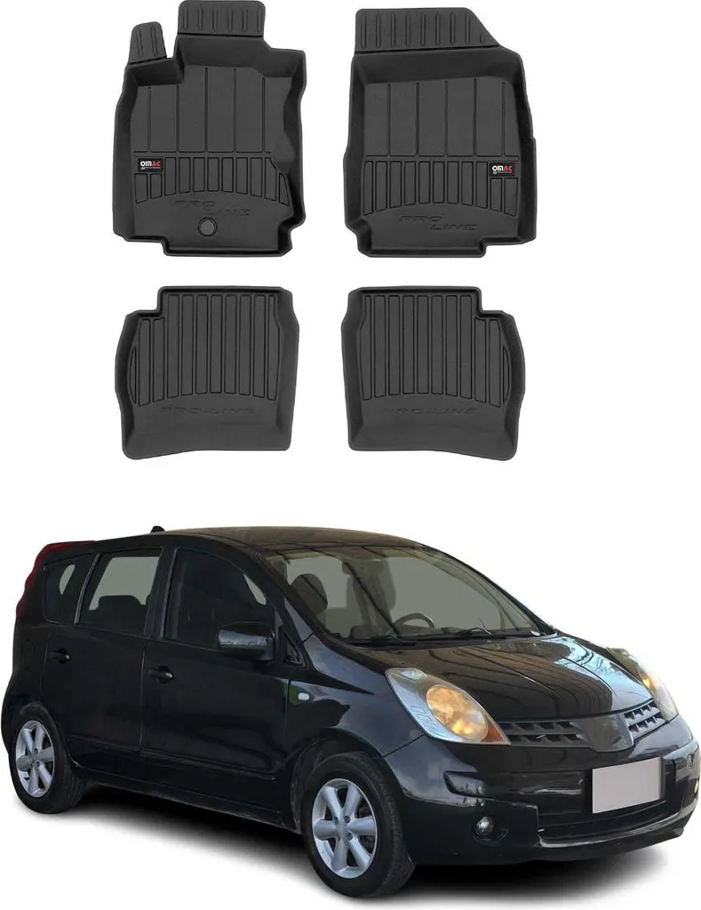 Tappetini Nissan Note 2006-2012 in TPE Nero 4 pz - Su Misura
