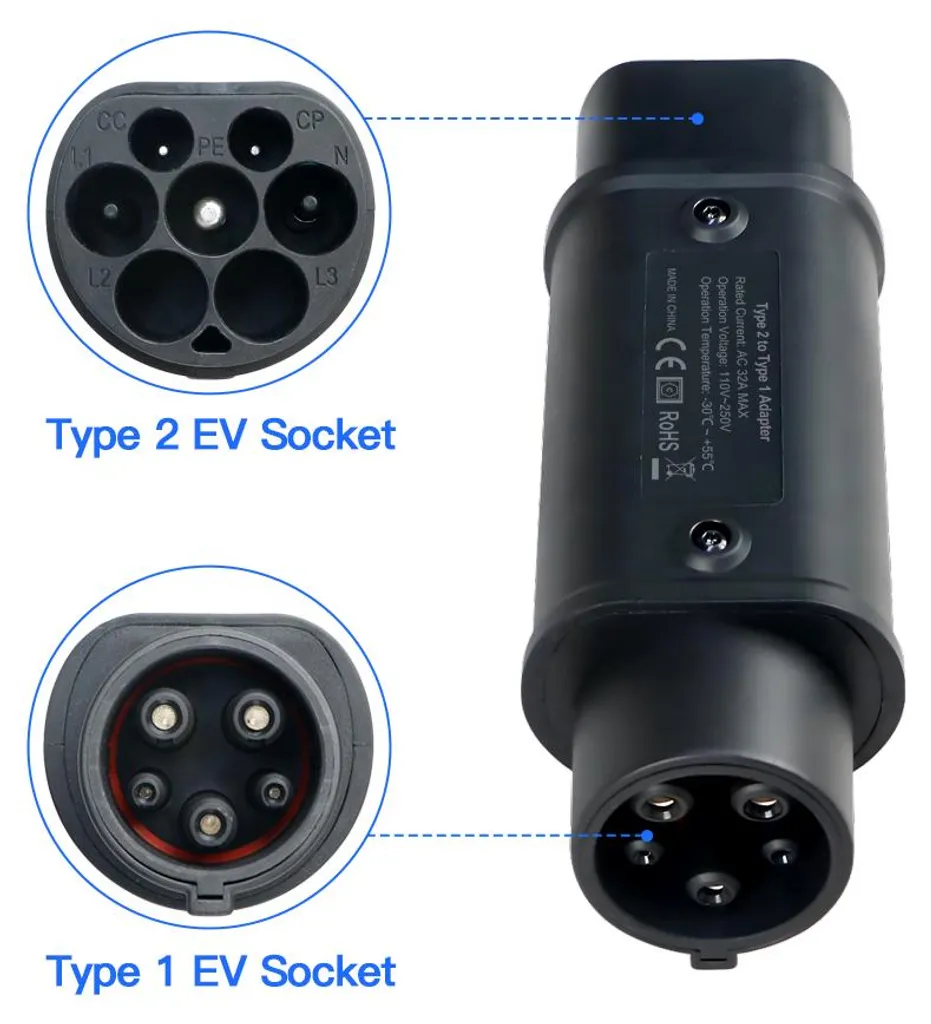 Adaptateur Type 2 vers Type 1 Véhicule Électrique 32A Courant Constant - 2