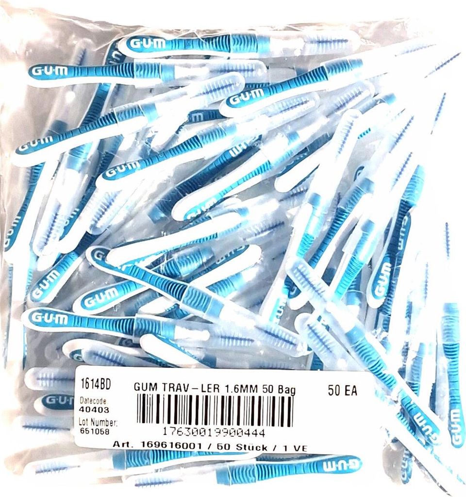 GUM TRAV-LER  Interdentalbürsten türkis 1,6mm - 50 Stück im Produktbild 