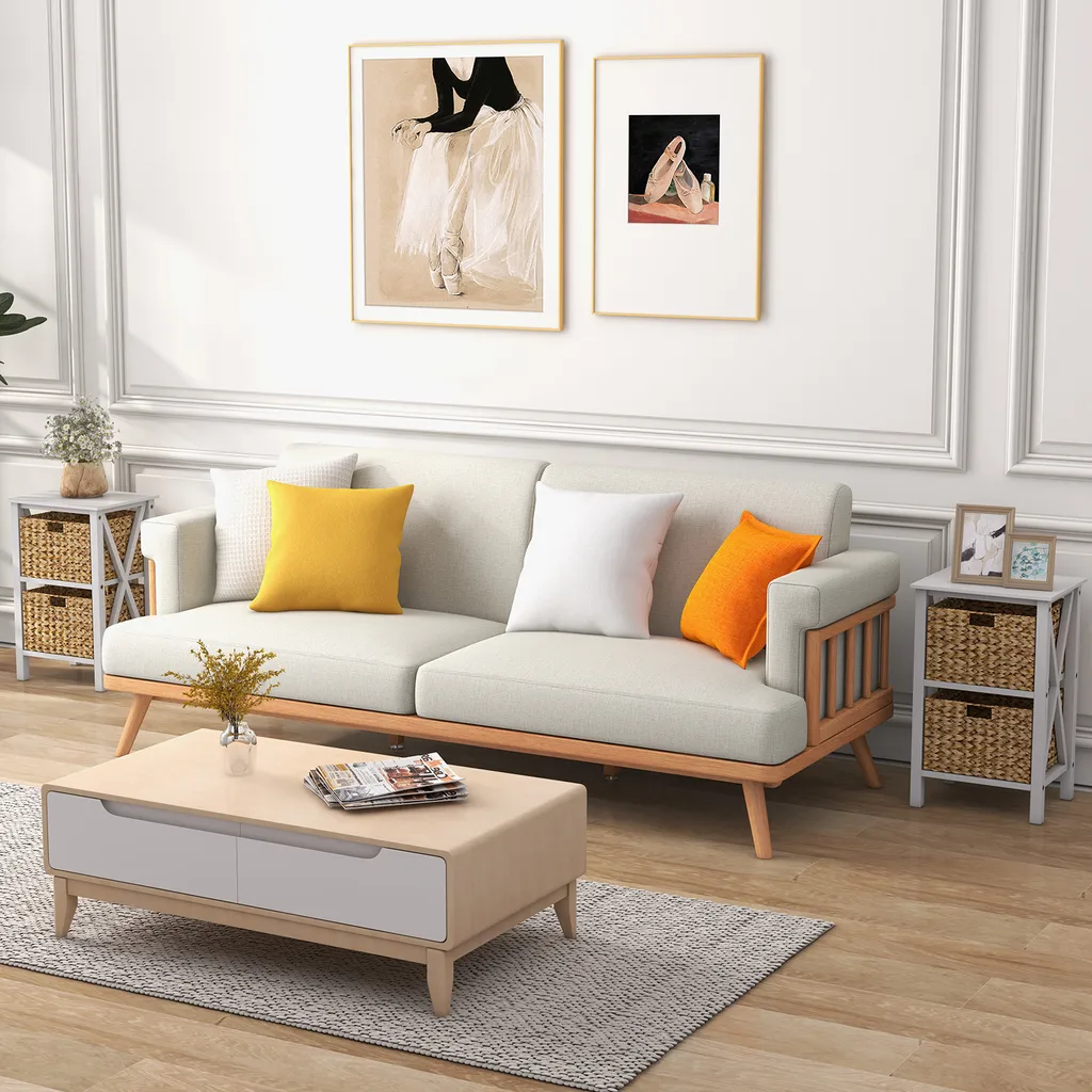 Table d'appoint étroite X-design blanc avec 2 paniers de rangement