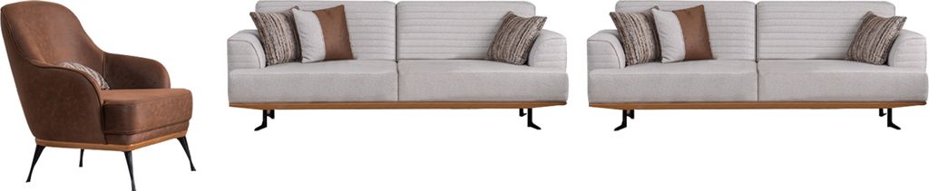 Luxus 3tlg Polstergarnitur Dreisitzer-Sofas & Sessel für Wohnzimmer