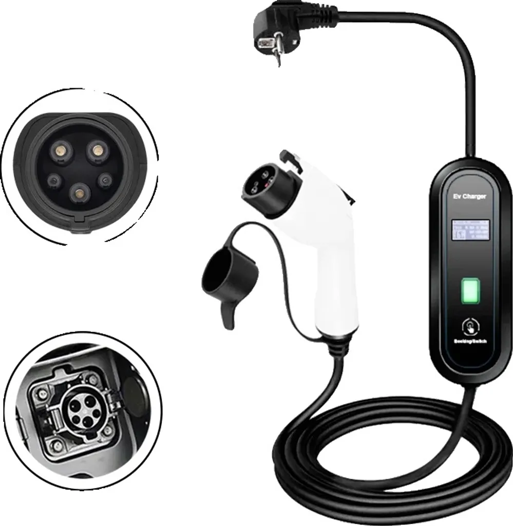 Caricabatterie portatile per veicoli elettrici, potenza 3,5 kW, corrente di carica regolabile, 3,5 metri tipo 1