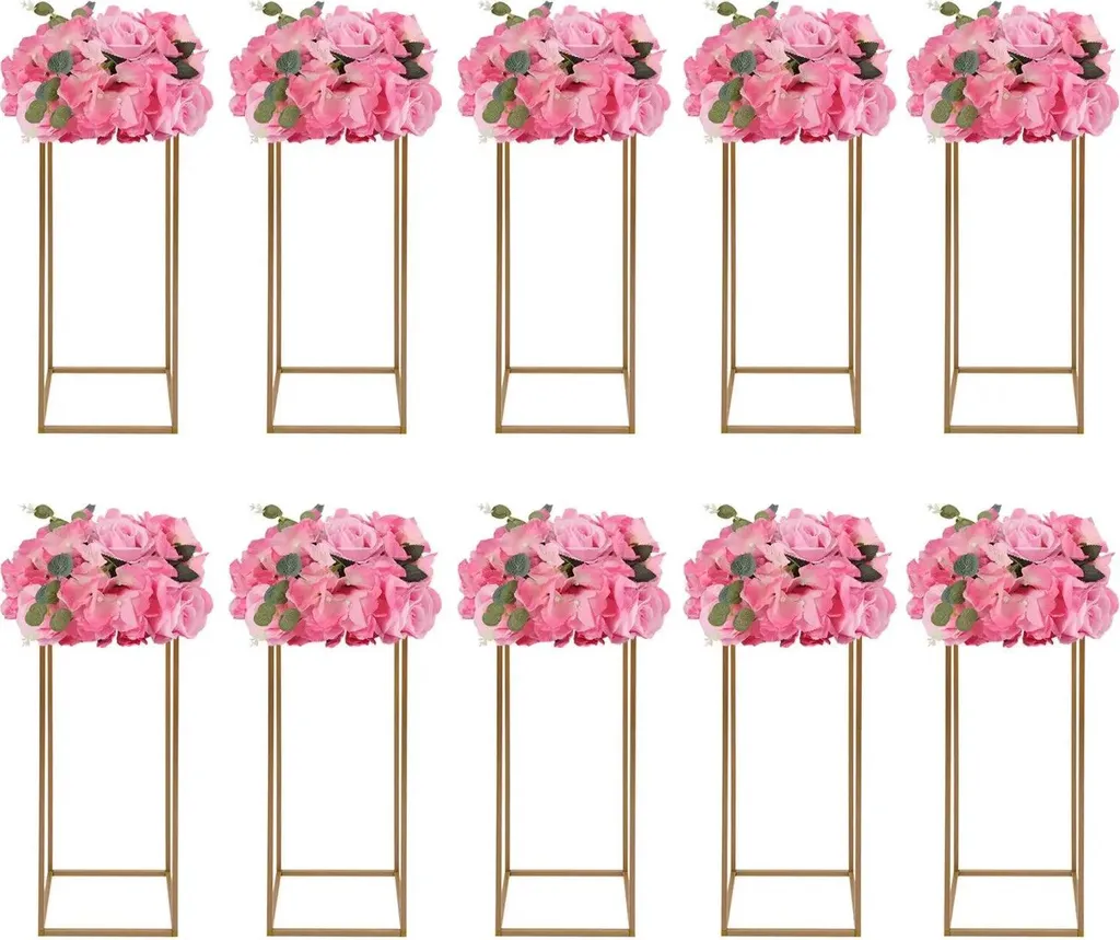 Support Fleurs Métal Or Rectangulaire : Cadre Stable Lot de 10 Taille M (70 chars)
