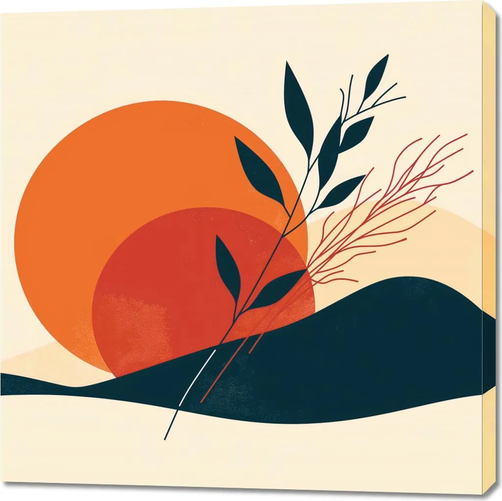 Quadro 100x100 cm Tramonto nella quiete | Tela Canvas Moderna per Soggiorno