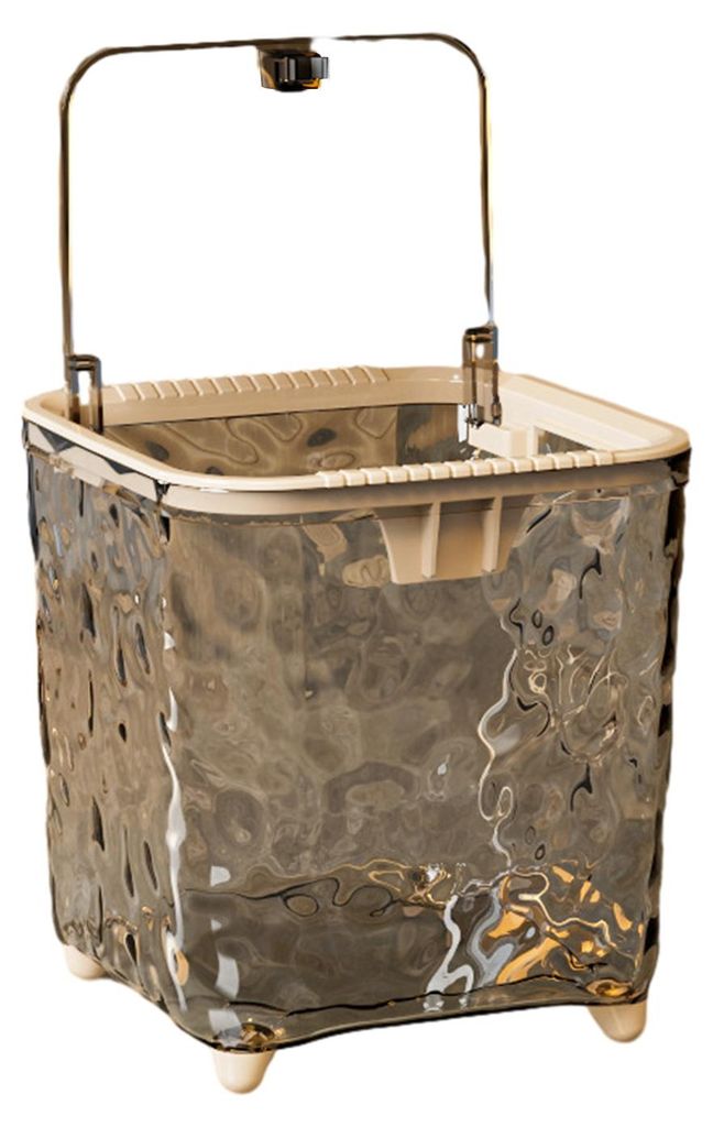 Transparenter Tisch-Mülleimer mit Wasserwellenmuster und Druckdeckel, ideal für Büro, Schlafzimmer und Küche