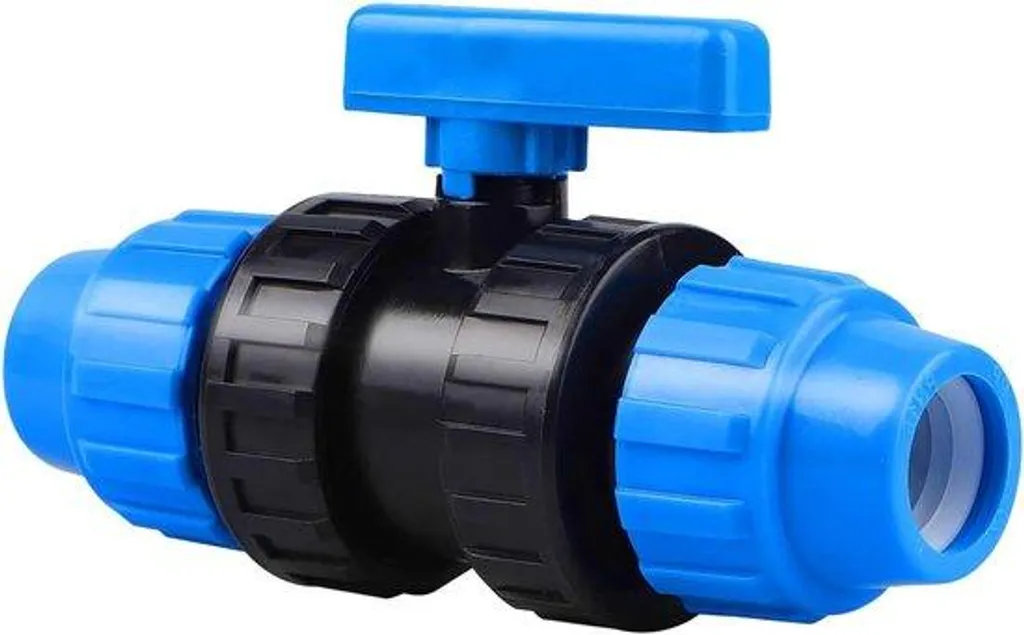 Vanne d'arrêt à bille 25mm pour tuyau PE et raccordement compression PP