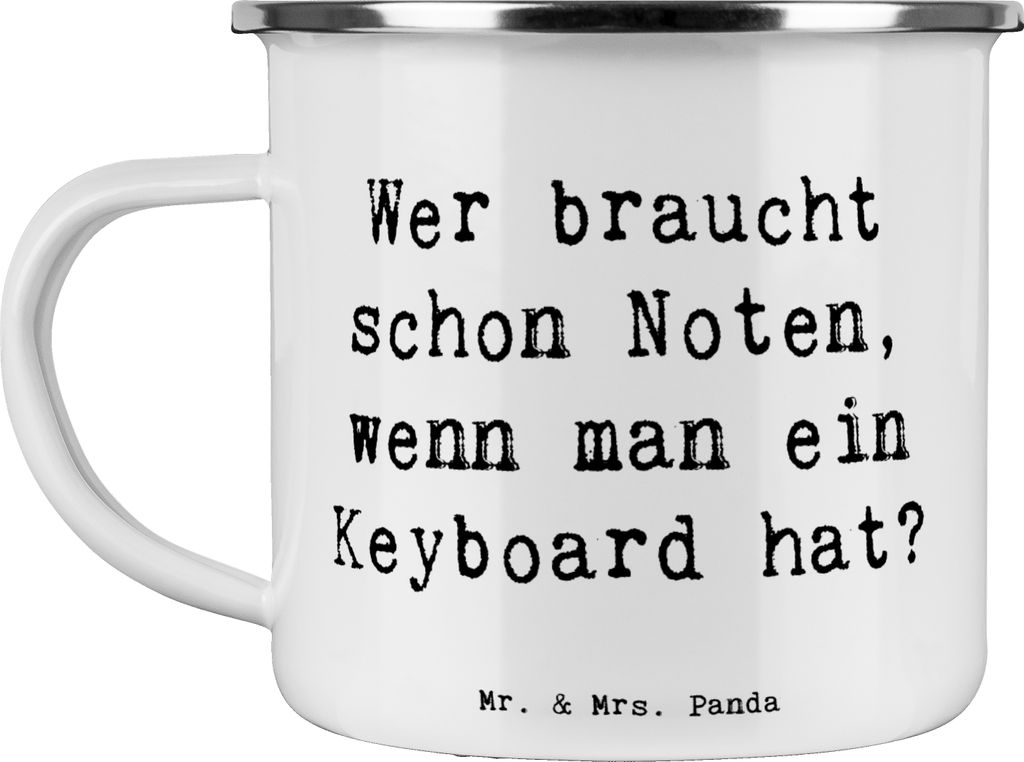 Mr. & Mrs. Panda Haferl Spruch Keyboard Freude - Weiß - Geschenk, Instrument, Emaille Tasse, Lernen, Teetasse, emaillebecher, Musizieren, Sequenze...