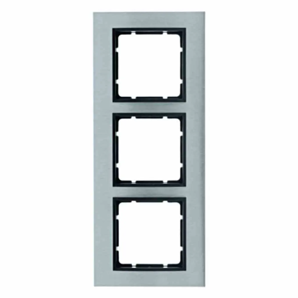 Berker B.7 Cadre 3 Postes Vertical Acier Inox et Anthracite 10133606