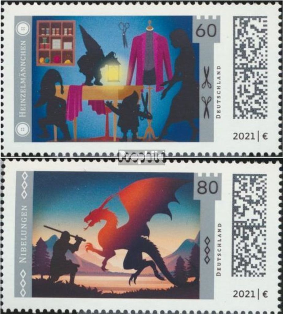 Briefmarken BRD (BR.Deutschland) 2021 Mi 3631-3632 (kompl.Ausg.) postfrisch Sagenhaftes Deutschland