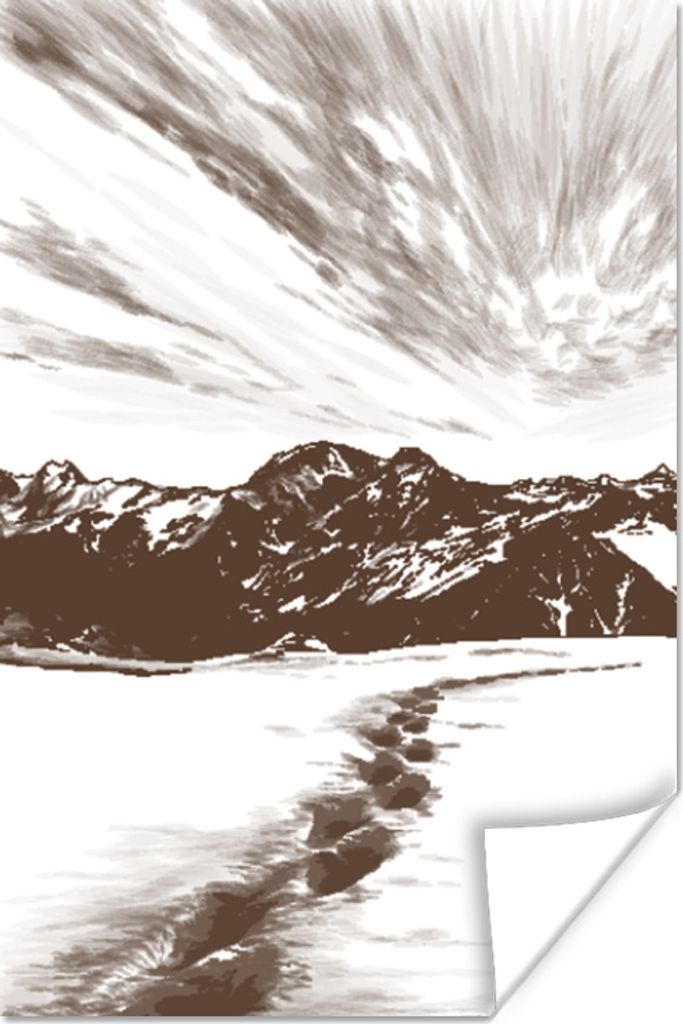 MuchoWow Poster Berg - Strand - Meer 40x60 cm - Plakate für die Wand - Poster Babyzimmer