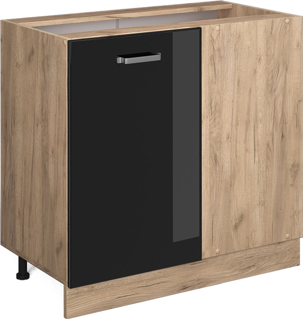 Eckunterschrank Vicco R-Line Schwarz Hochglanz 86 cm ohne Arbeitsplatte, Model 41222