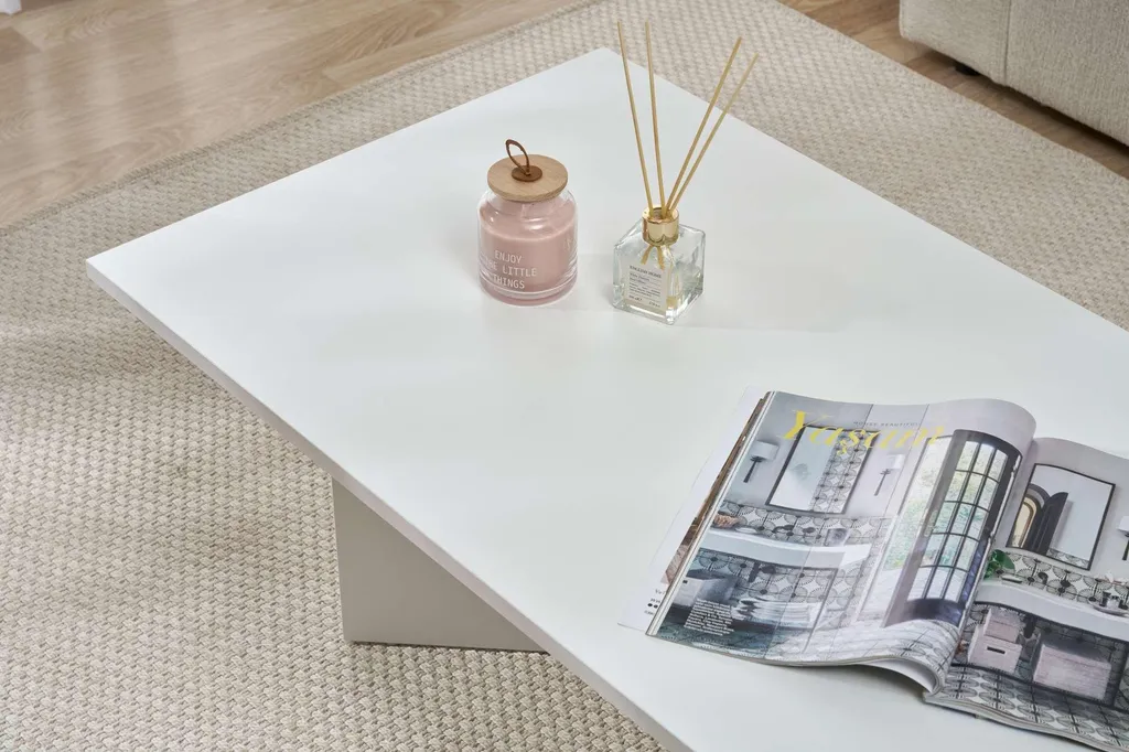 Table Basse Blanche Anti-Rayures Sabin - Mobilier Salon Facile Entretien - 5