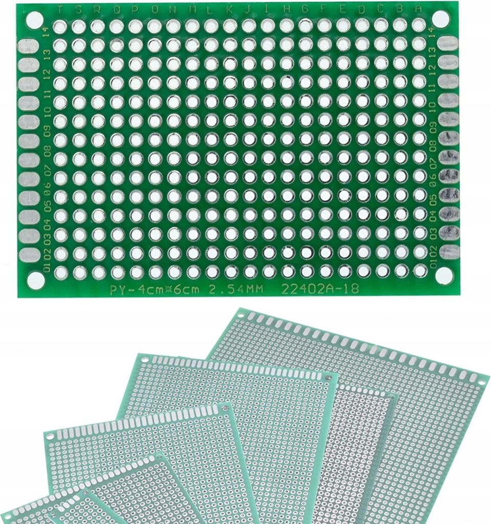 Doppelseitige Universal-Prototyp-Leiterplatte 40 x 60 mm (Grün)
