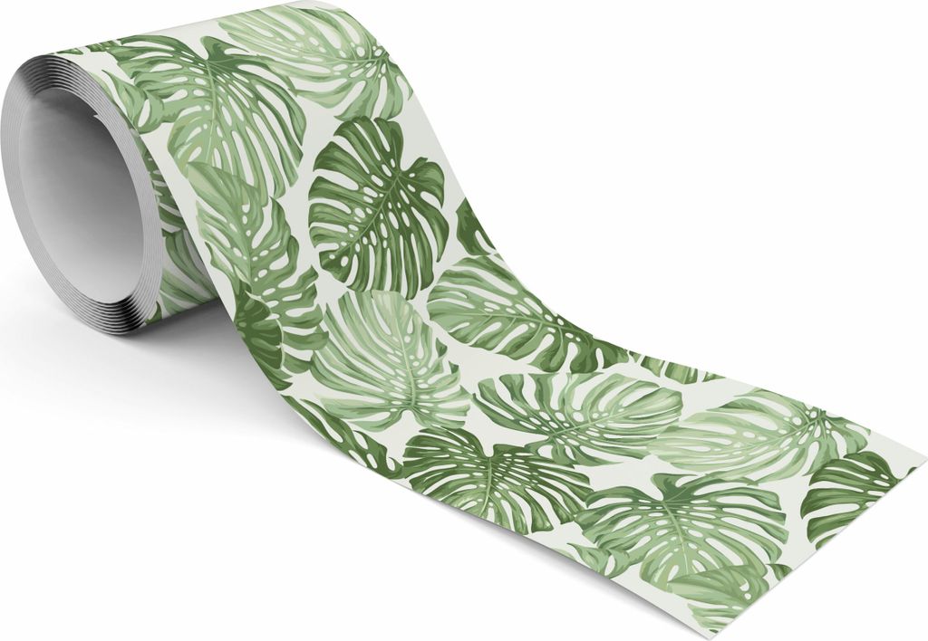 Muralo Selbstklebende Bordüre Tapetenbordüre Monstera Blätter Pflanzen Natur Wandtattoo