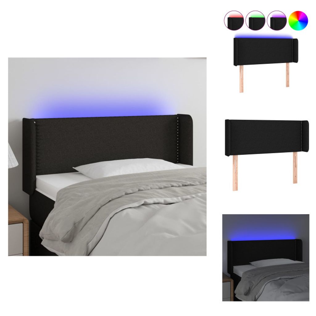 vidaXL LED Kopfteil Schwarz 83x16x78/88 cm Stoff - Kopf- & Fußenden