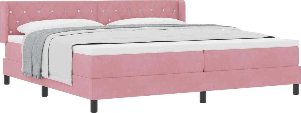 Boxspringbett mit Matratze Rosa 200 x 200 cm Polyester