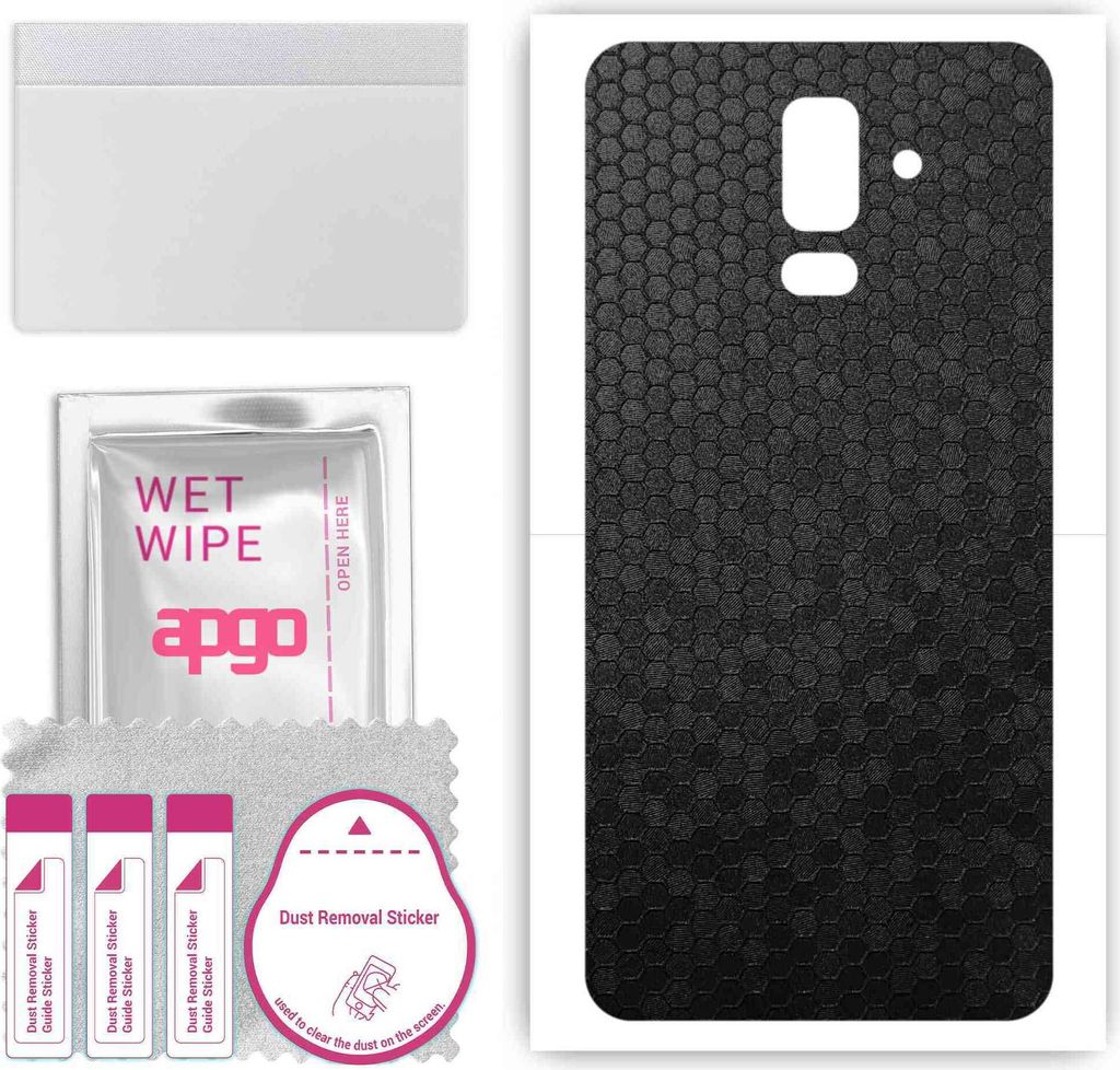 apgo Rückseite Schutzfolie, Skin, kompatibel mit Samsung Galaxy J8, Hinten Displayschutzfolie aus Vinylfolie, kratzfest, einfache Montage - Schwar...