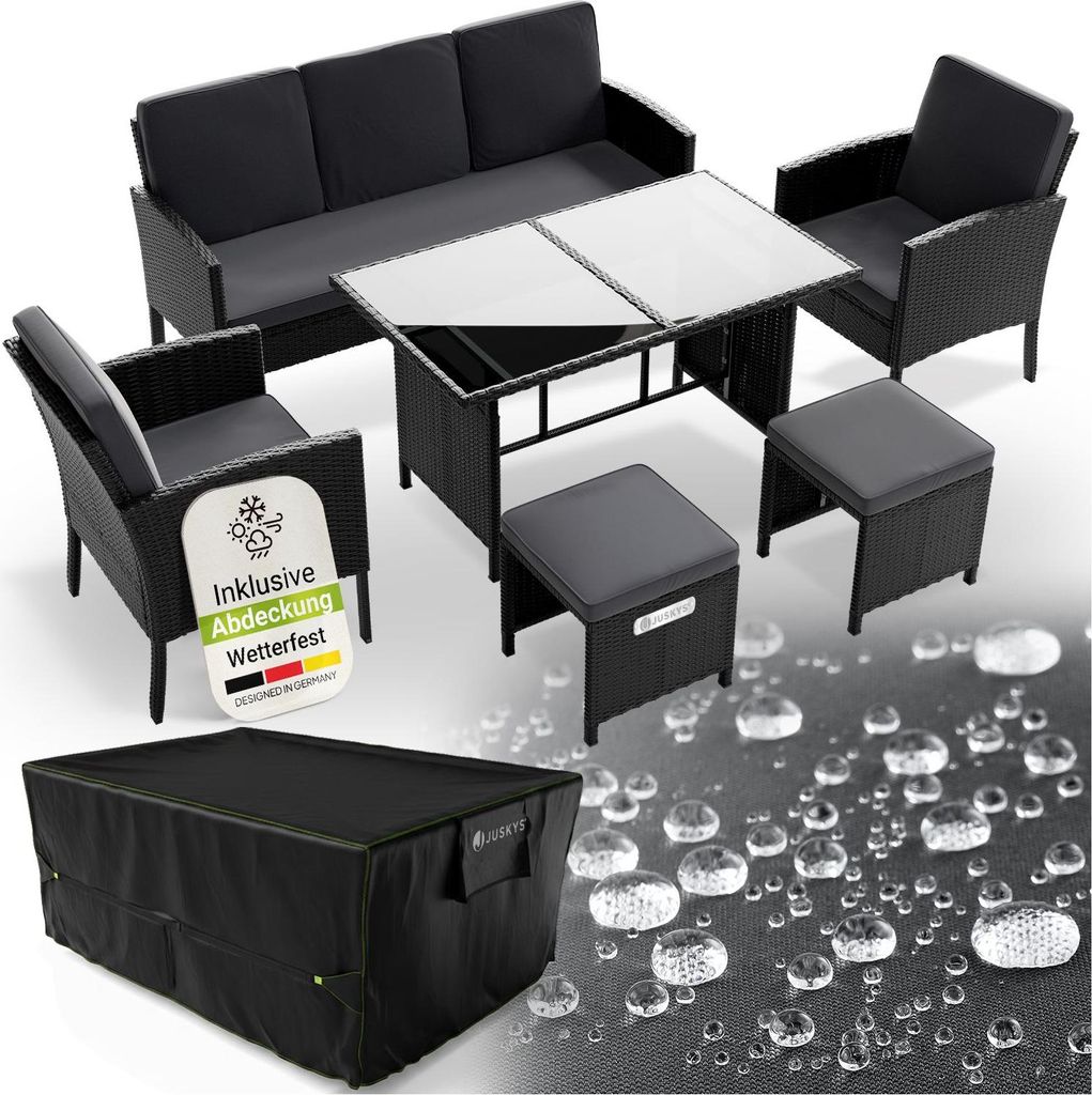 Juskys Polyrattan Gartenmöbel Sitzgruppe Turin Set 6 teilig Produktbild 