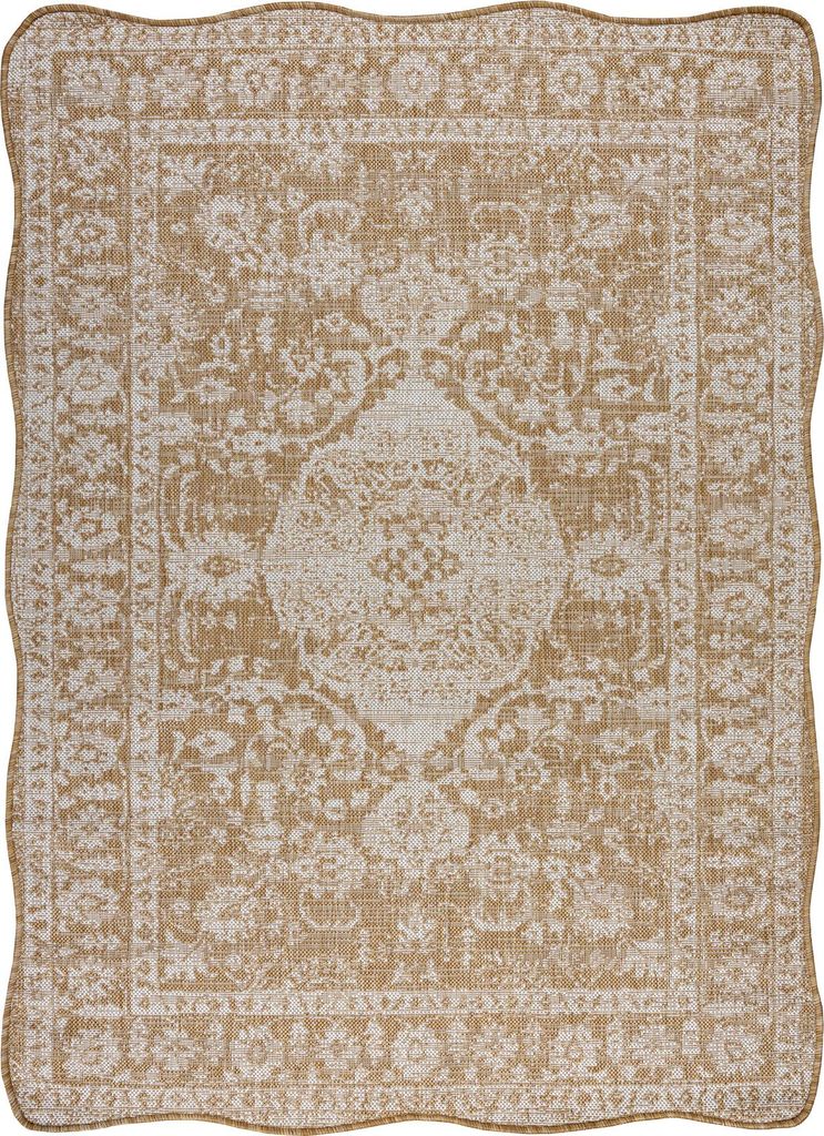 ORGANIC 2762 Sisalteppich Ornament, Rahmen natürliche / Ecru – moderne unregelmäßige Form beige 200x290 cm