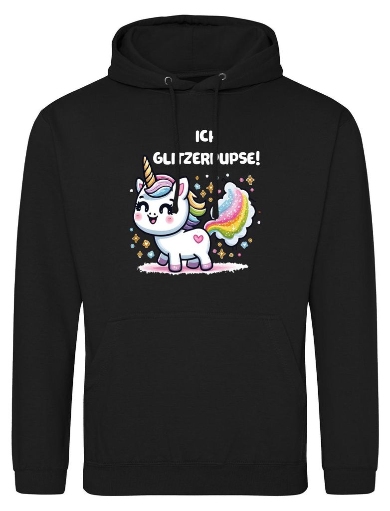 Huuraa Uni Hoodie Ich Glitzerpupse Einhorn 3XL Deep Black Vegan Sweatshirt Geschenkidee