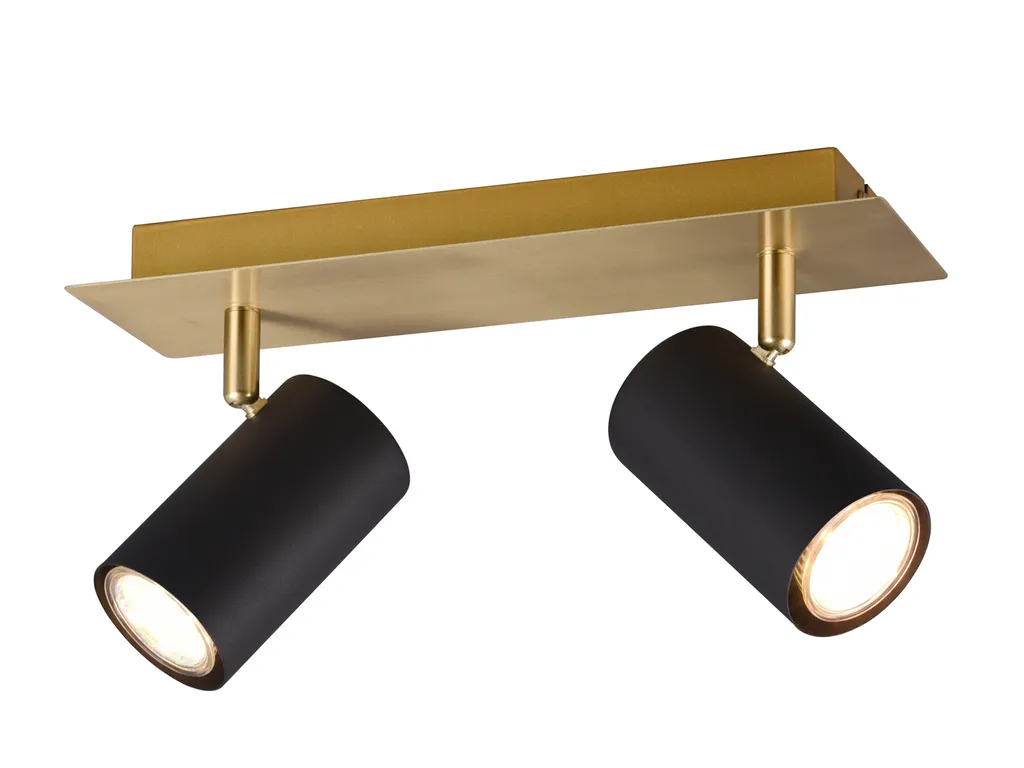 Faretto Trio Marley 2xGU10 Nero Oro | Plafoniera Metallo Orientabile