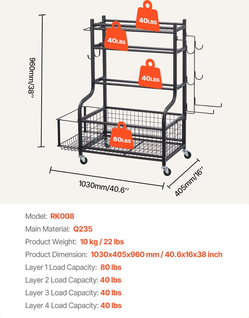 VEVOR Home Gym úložný stojan, ocelový úložný stojan, držák Obrázek produktu 7