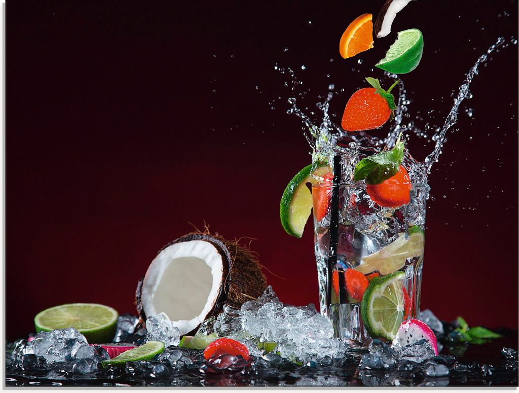 ARTland Glasbild Frischer Fruchtcocktail II Größe: 80x60 cm