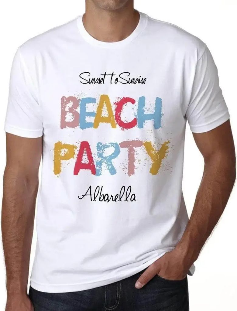 Herren Grafik T-Shirt Albarella Strandparty – Albarella Beach Party – Öko-Verantwortlich Vintage Jahrgang Kurzarm Lustige Druck Geburtstag Ges...