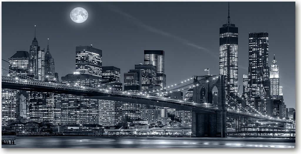 Tulup Leinwandbild - 140x70 cm - Wandkunst - Drucke auf Leinwand - Leinwanddruck - Sehenswürdigkeiten & Architektur - Schwarzweiß - Manhattan N...