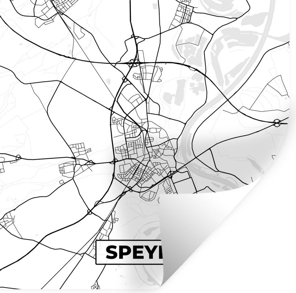 MuchoWow Wandtattoo Wandsticker Wandaufkleber Stadtplan - Speyer - Karte 80x80 cm Selbstklebend und Repositionierbar - Wierderverwendbar - Selbst...