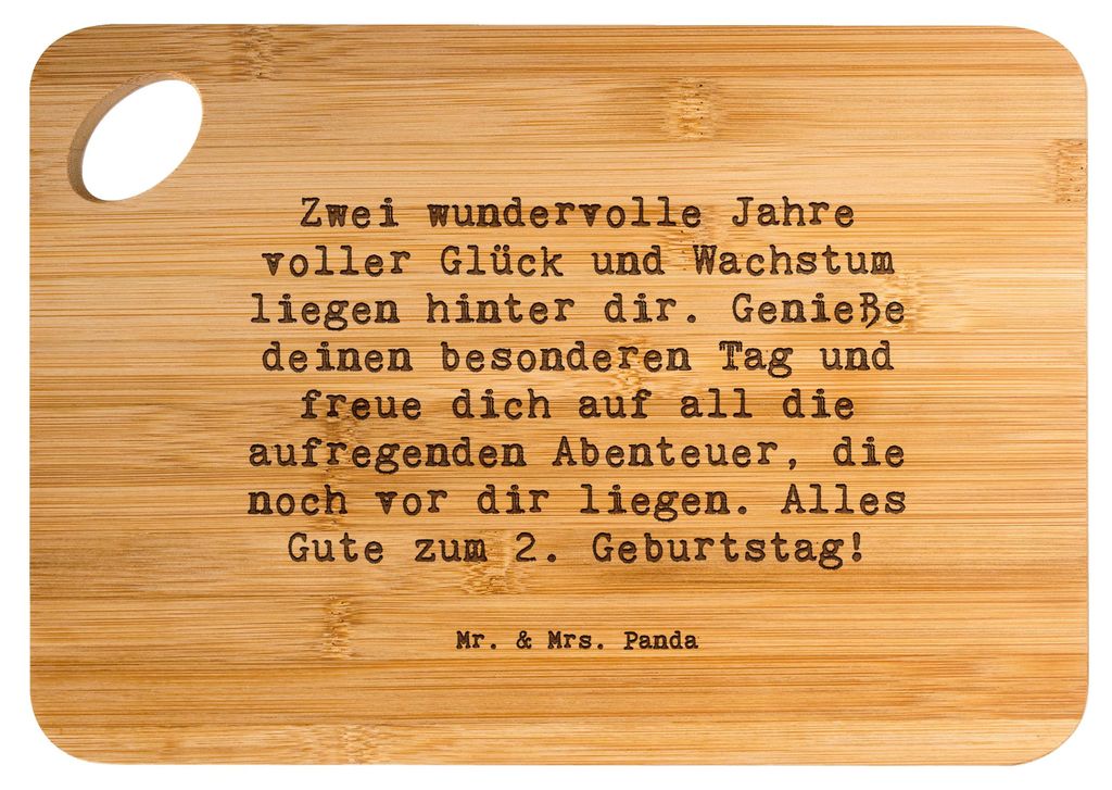 Mr. & Mrs. Panda Brett Spruch 2. Geburtstag - Transparent - Geschenk, Geburtstagsgeschenk, Frühstücksbrett, Geburtstagsfeier, Kinderparty, Holzbr...