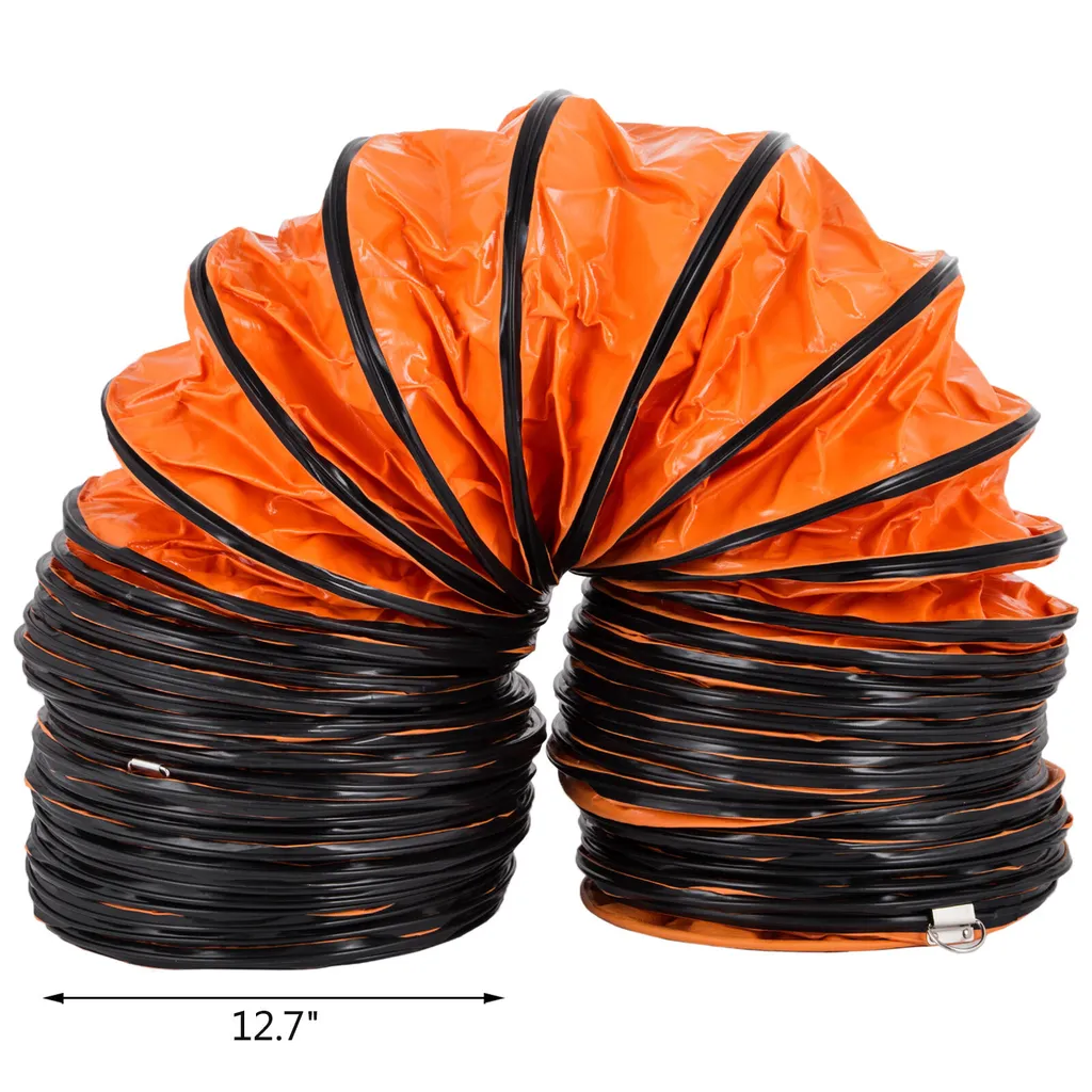VEVOR Tubo flessibile per aria calda da 16 piedi Tubo flessibile per il trasporto dell'aria in PVC, lunghezza 4,9 m Tubo flessibile di ventilazione, peso 4,48 kg Diametro del ventilatore antideflagrante 35 x 35 x 18 cm Sistema circolare Diametro del ventilatore - 8