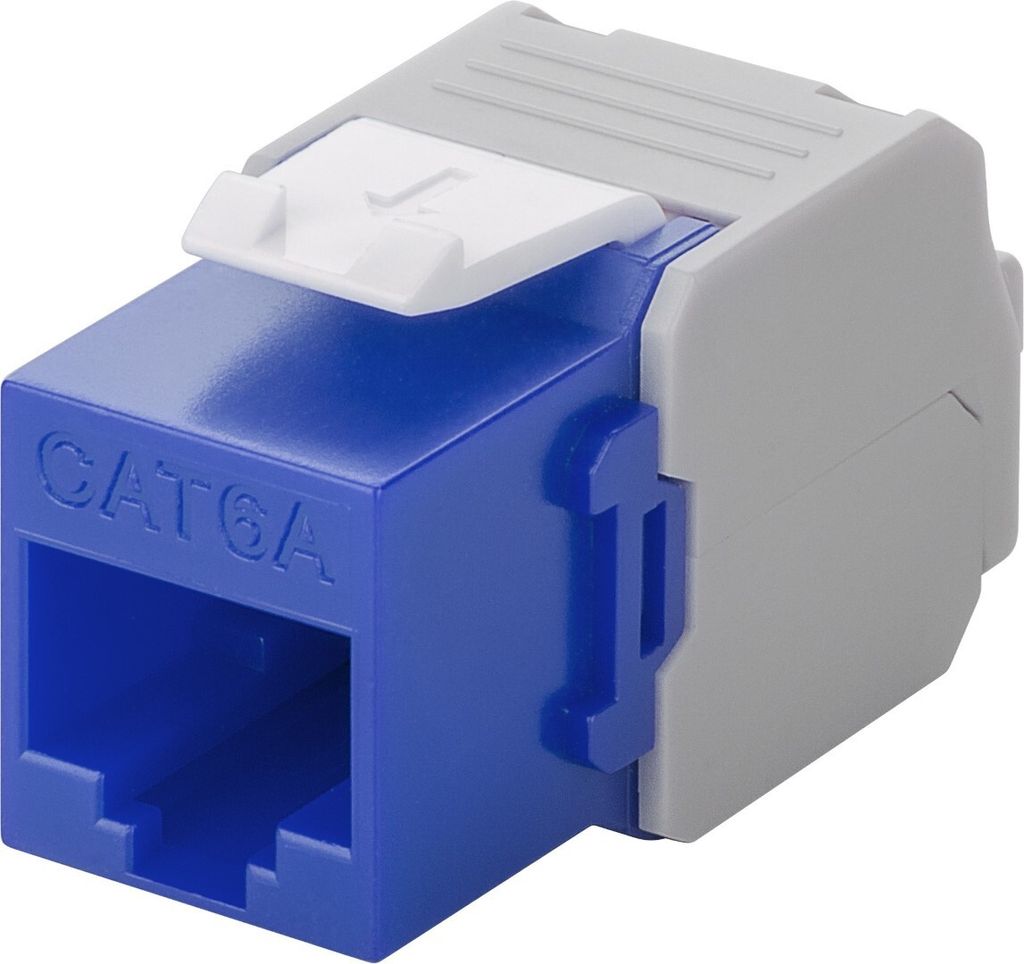 Goobay 90688 Keystone Modul RJ45 CAT 6?, UTP, Blau - 17,1 mm Breite, Krokodil-Typ, Klemmleiste für LSA Montage (werkzeugfrei)