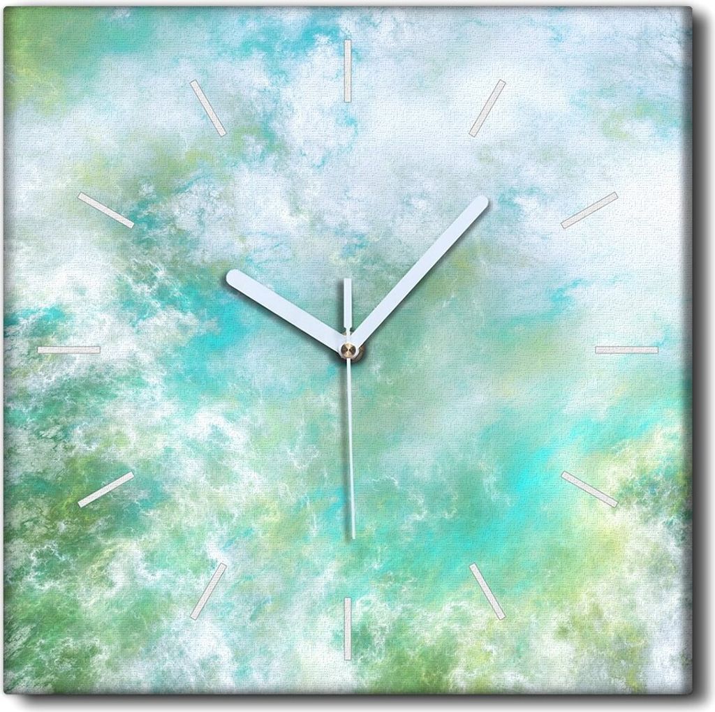 Coloray Uhr auf Leinwand 30x30 cm Wand Uhr Dekoration Wohnzimmer Segeltuch weiße Zeiger -Abstraktion Kunstkunst