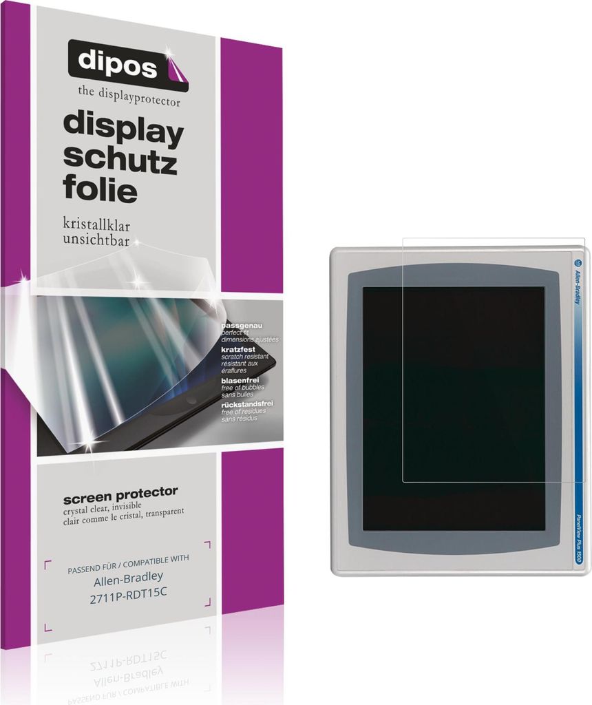 2x Schutzfolie für Allen-Bradley 2711P-RDT15C klar Displayschutzfolie Folie Display Schutz dipos