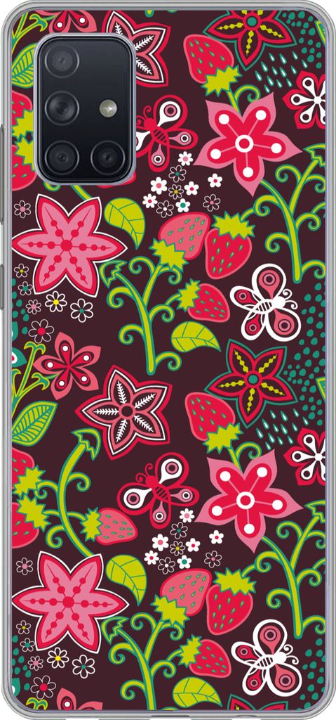 MuchoWow Handyhülle Schutzhülle Hülle für Telefoonhoesje Samsung Galaxy A51 Mädchen - Obst - Blumen - Muster - Mädchen - Kinder - Kind - Ki...