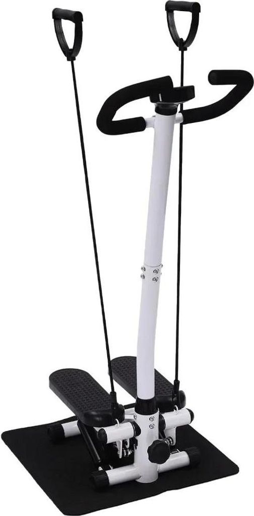 Fitness Stepper für Zuhause - Ministepper mit Haltegriff - Höhenverstellbar - Stahlrohrrahmen - Rutschfeste PP-Pedale - Ohne Widerstandsbänder -...