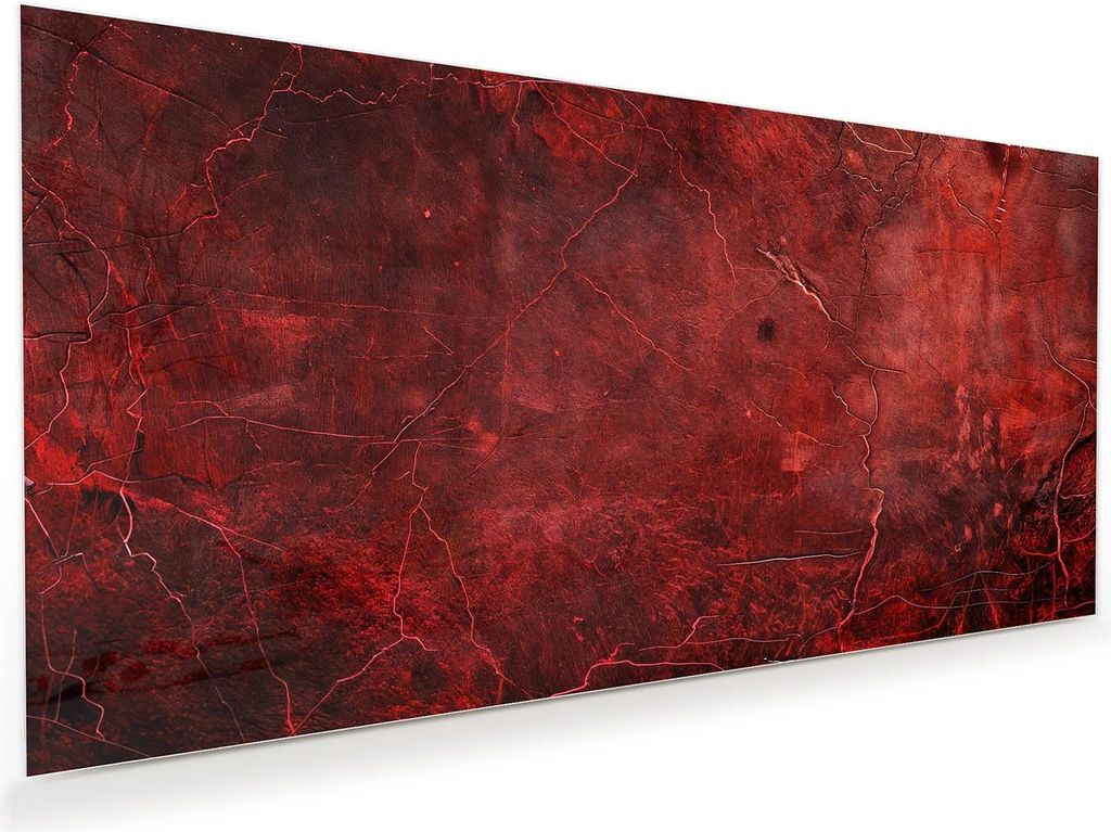 Glasbild 80x40cm in XXL für Wohnzimmer, Schlafzimmer Motiv Rote Struktur