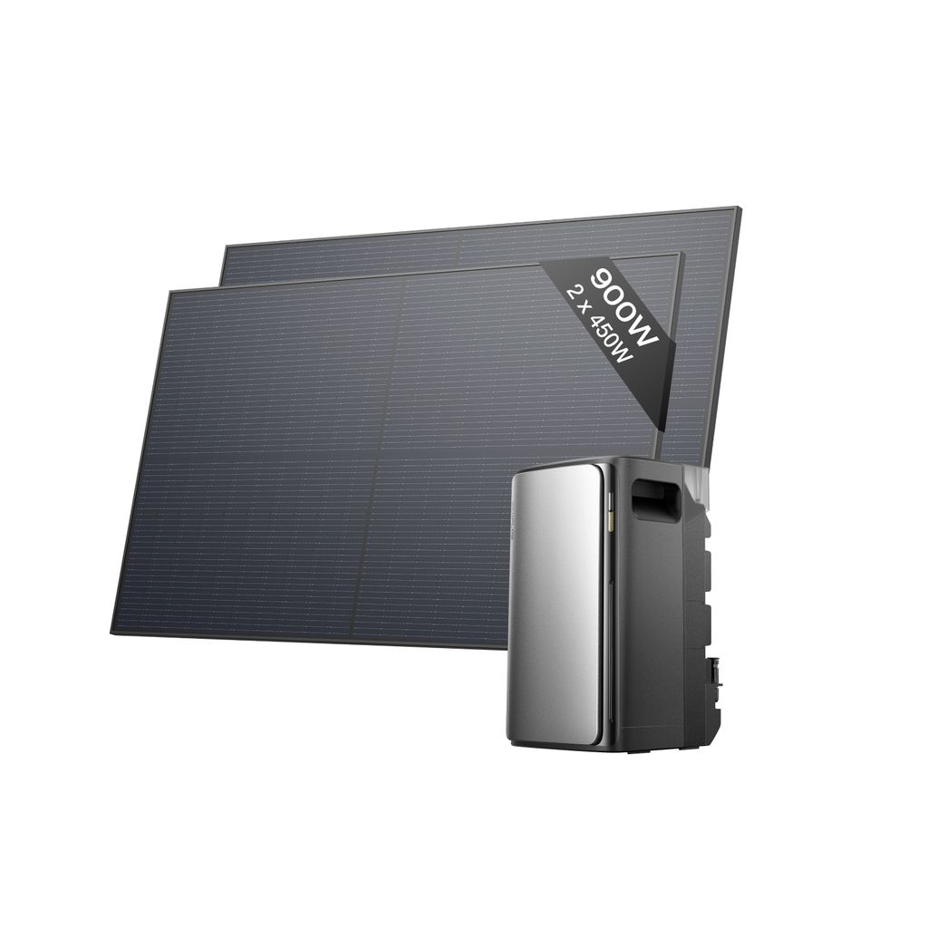ECOFLOW STREAM Ultra Balkonkraftwerk mit Speicher 900W, 1,92kWh Speicher für Balkonkraftwerk, 2x 450W Solarpanel