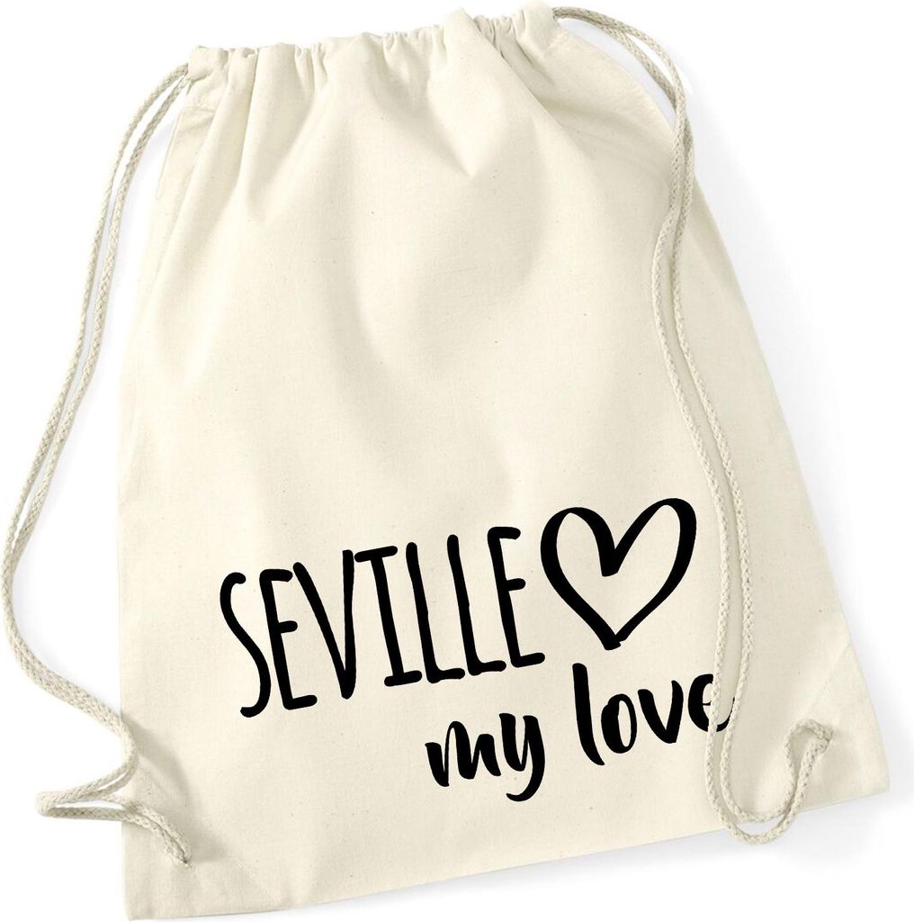 Huuraa Turnbeutel Seville my love 12 Liter Natural Baumwolle Rucksack Geschenkidee