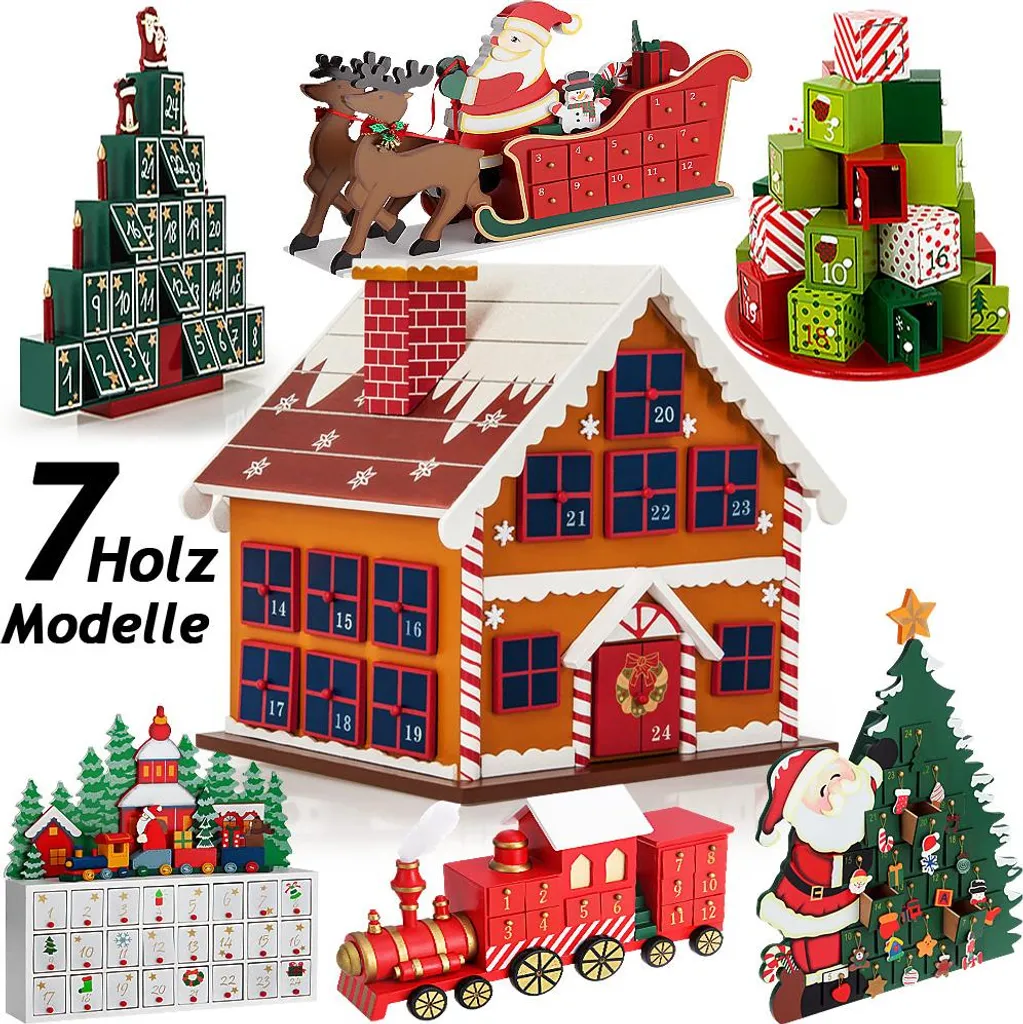 Calendrier de l'Avent à garnir en bois déco Noël pour toute la famille