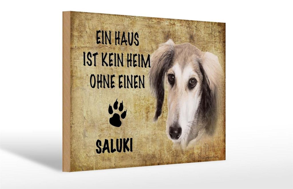 Holzschild Spruch 30x20cm Saluki Hund ohne kein Heim Produktbild 