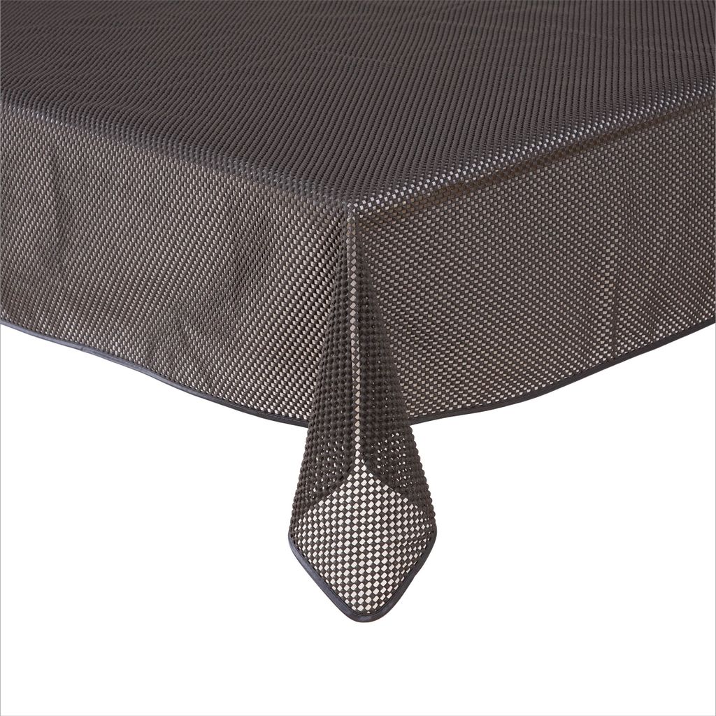 Tischdecke Gartentischdecke Karo Anthrazit 140 cm rund Outdoor Weichschaum PVC Terrasse Garten rutschfest wetterfest