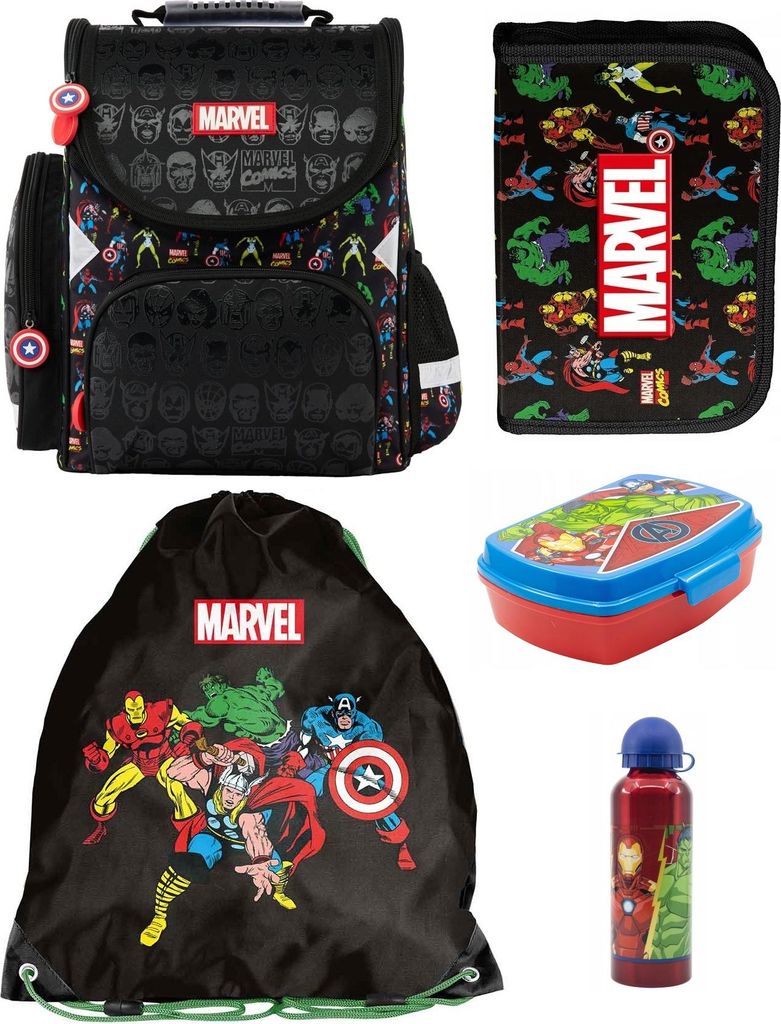 5tlg AVENGERS Schulranzen set Rucksack Federtasche Produktbild 