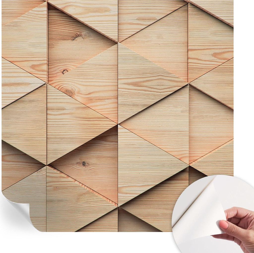 Selbstklebende Wandtapete - Dekorative Tapete für Wohnzimmer - Klebefolie für Wandbilder - Tapetenfolie für Wanddekoration - 250x250 cm - Holzmo...