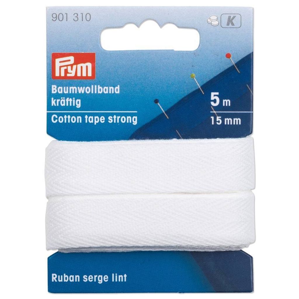 Prym 901310, Weiß, Baumwolle, 95 °C, 15 mm, 500 mm, 1 Stück(e)